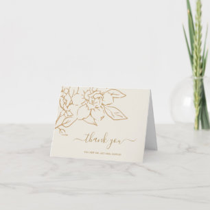 Tarjeta De Agradecimiento Arte de línea de marfil Floral Boda elegante