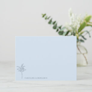 Tarjeta De Agradecimiento Arte de línea minimalista de palmera azul elegante