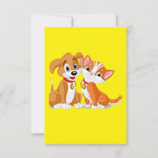 Tarjeta De Agradecimiento ARTE DE MAKOM - Perro lindo con ilustracion de gat