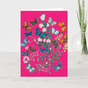 Tarjeta De Agradecimiento Arte de mariposas/flores vintage con tu texto, fuc