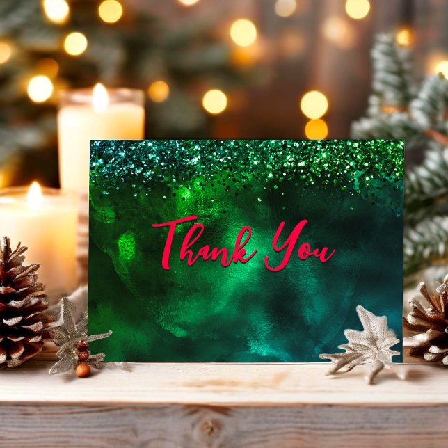 Tarjeta De Agradecimiento Arte de mármol con monograma rojo y verde lindo (Subido por el creador)