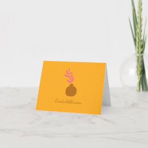 Tarjeta De Agradecimiento Arte de planta botánica minimalista en amarillo pe