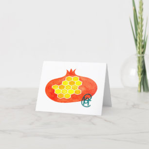 Tarjeta De Agradecimiento Arte de Pomegranate y Honeycomb Rosh Hashana