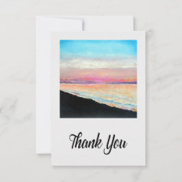 Tarjeta De Agradecimiento Arte de puesta de sol pintado de rosa azul de play