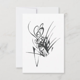 Tarjeta De Agradecimiento Arte de Tatuaje Tribal Abstracto Blanco Negro Albo
