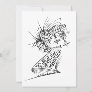 Tarjeta De Agradecimiento Arte de tatuaje tribal abstracto blanco negro flui