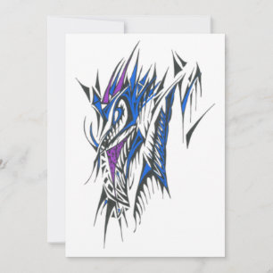 Tarjeta De Agradecimiento Arte de Tatuaje Tribal Abstracto Colorido Dragón