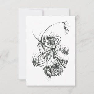 Tarjeta De Agradecimiento Arte de tatuaje tribal abstracto negro abeja blanc