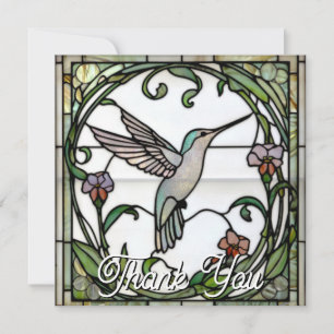 Tarjeta De Agradecimiento Arte de vidrio teñido elegante art nouveau colibrí