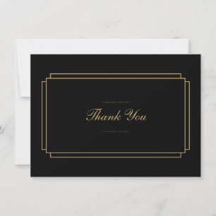 Tarjeta De Agradecimiento Arte Deco Clásico Elegante Negro y Dorado