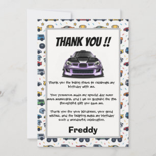 Tarjeta De Agradecimiento arte dibujado a mano de ojo entrecerrado morado