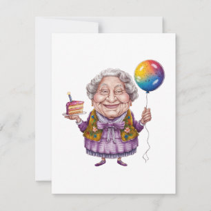 Tarjeta De Agradecimiento Arte divertido de cumpleaños de abuela en biciclet
