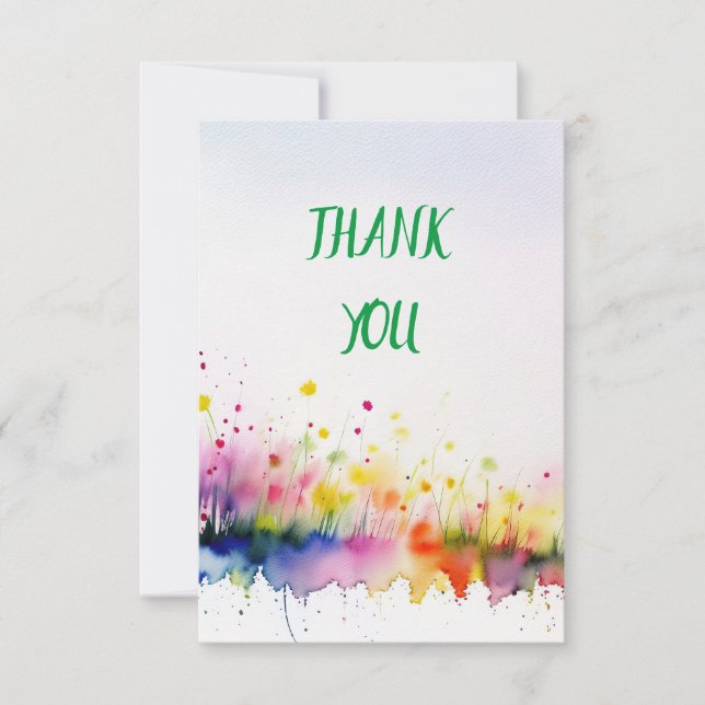 Tarjeta De Agradecimiento Arte floral acuarela (Anverso)