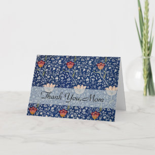 Tarjeta De Agradecimiento Arte floral de tulipán azul de William Morris Medw