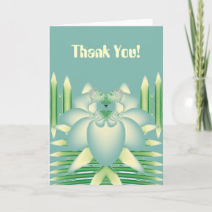 Tarjeta De Agradecimiento Arte Floral Fractal Loto Menta Art Déco
