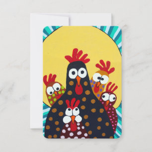 Tarjeta De Agradecimiento Arte folclórico de pollo caprichoso