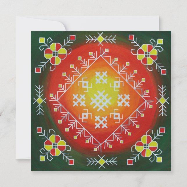 Tarjeta De Agradecimiento Arte folklórico tradicional de Letonia con símbolo (Anverso)