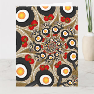 Tarjeta De Agradecimiento Arte fractal de brunch divertida comida, tomates, 