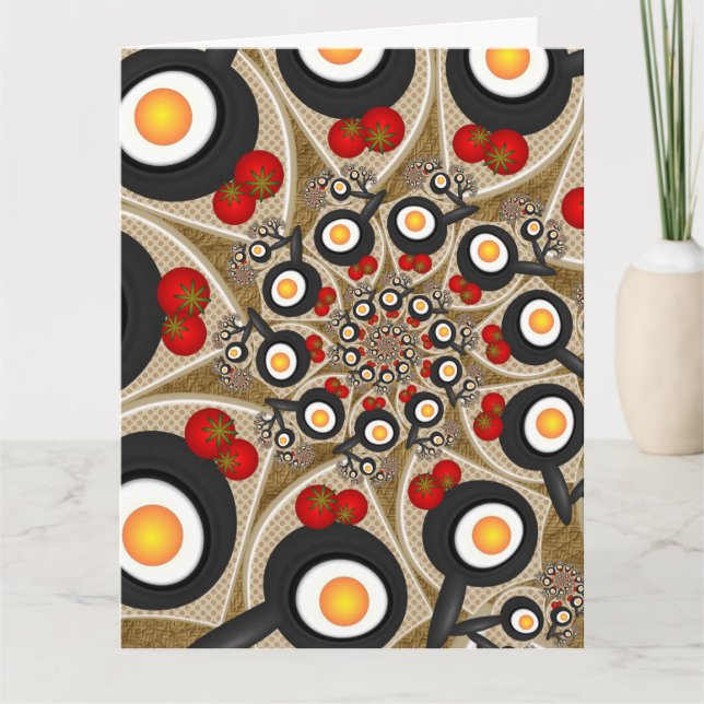Tarjeta De Agradecimiento Arte fractal de brunch divertida comida, tomates,  (Anverso)