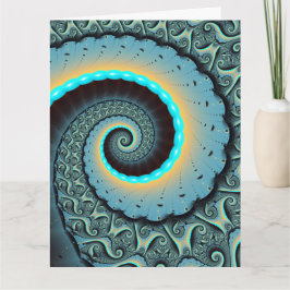 Tarjeta De Agradecimiento Arte fractal en espiral abstracto azul turquesa na