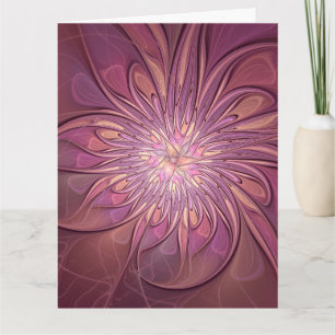 Tarjeta De Agradecimiento Arte fractal floral moderno abstracto colores de b