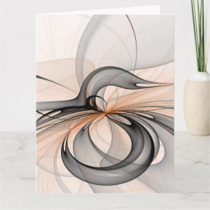 Tarjeta De Agradecimiento Arte fractal moderno gris siena antracita abstract