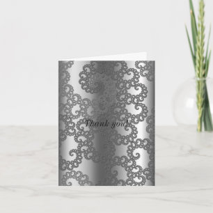 Tarjeta De Agradecimiento Arte fractal plateado
