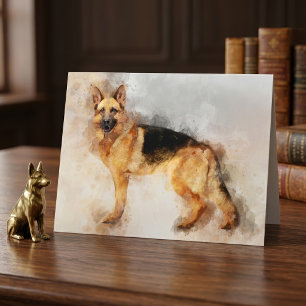 Tarjeta De Agradecimiento Arte impreso en acuarela de perro pastor alemán