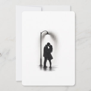 Tarjeta De Agradecimiento Arte Impreso para Pared Silueta de Pareja Besándos