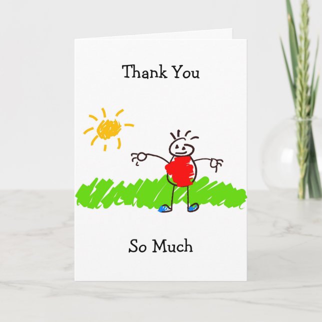 Tarjeta De Agradecimiento Arte Infantil, Gracias, De Verdad (Anverso)