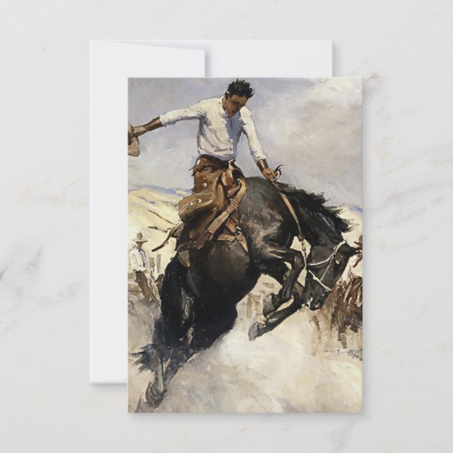 Tarjeta De Agradecimiento Arte occidental "Breezy Riding" de WHD Koerner (Anverso)