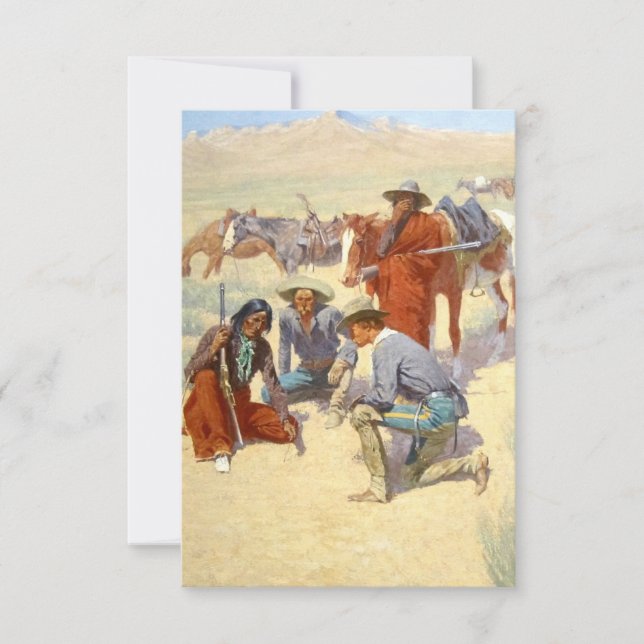Tarjeta De Agradecimiento Arte Occidental de Frederic Remington “Un Mapa en  (Anverso)