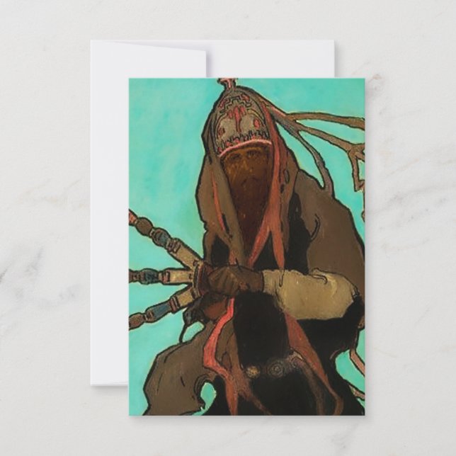 Tarjeta De Agradecimiento Arte Occidental "Los Matachines" de Gerald Cassidy (Anverso)