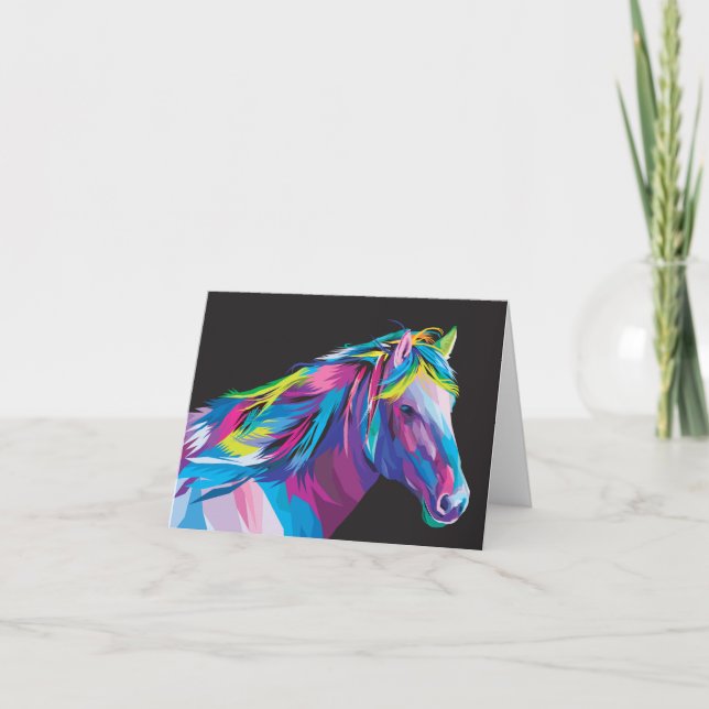 Tarjeta De Agradecimiento Arte pop de caballo (Anverso)