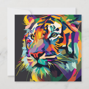 Tarjeta De Agradecimiento Arte pop de cara de tigre