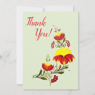 Tarjeta De Agradecimiento Arte popular floral vibrante de Petrykivka