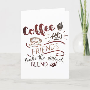 Tarjeta De Agradecimiento Arte tipográfico doodle de café y amigos
