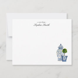 Tarjeta De Agradecimiento Arte topiaria, cerámica plana azul y blanca