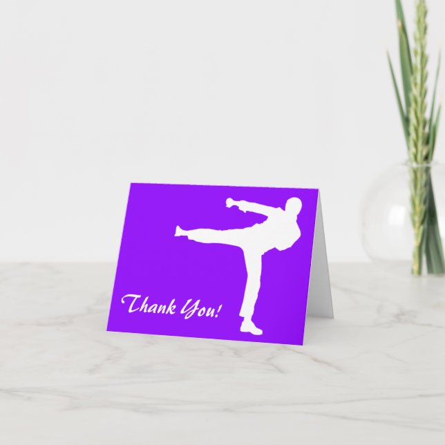 Tarjeta De Agradecimiento Artes marciales violetas moradas (Anverso)