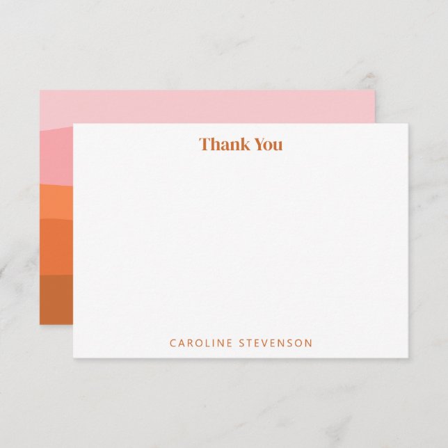 Tarjeta De Agradecimiento Artesanía moderna en terracota rosa naranja rayas  (Anverso / Reverso)