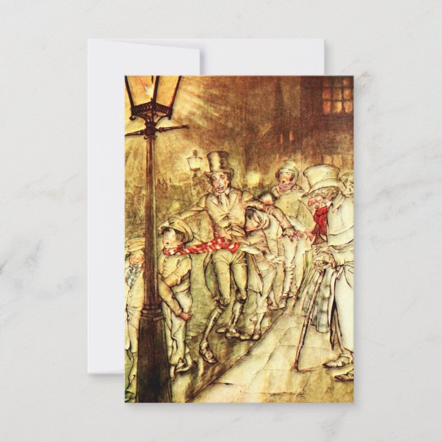 Tarjeta De Agradecimiento Arthur Rackham - A Navidades Carol - Calle (Anverso)