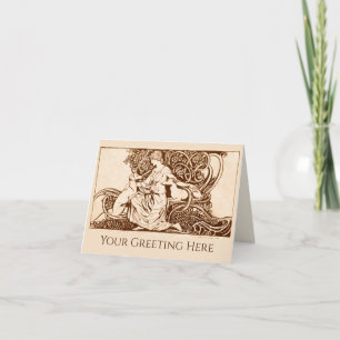 Tarjeta De Agradecimiento Arthur Rackham, Lady y Dogs