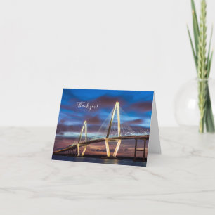 Tarjeta De Agradecimiento Arthur Ravenel Bridge At Night Gracias Card
