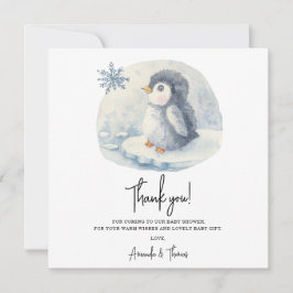 Tarjeta De Agradecimiento Ártico lindo Pingüino gracias a la ducha de bebé