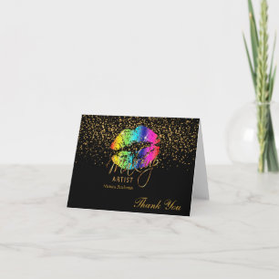 Tarjeta De Agradecimiento Artista de maquillaje: los labios del arcoiris sob