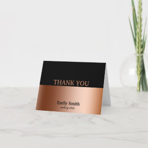 Tarjeta De Agradecimiento Artista de Maquillaje Moderno de Oro y Rosa Negro