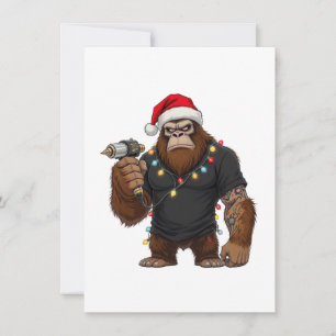 Tarjeta De Agradecimiento Artista de tatuajes de Bigfoot Sasquatch Navidad