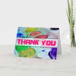 Tarjeta De Agradecimiento Artistas Watercolor Paint Palette Gracias
