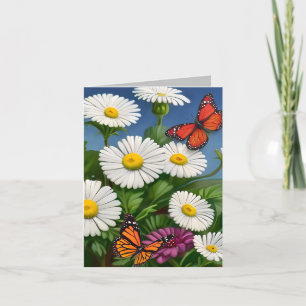 Tarjeta De Agradecimiento Artsy Fun Daisies And Butterflies