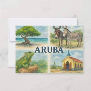 Tarjeta De Agradecimiento Aruba acuarela multivista